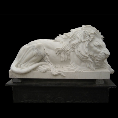 Marble Sleeping Lion Statue