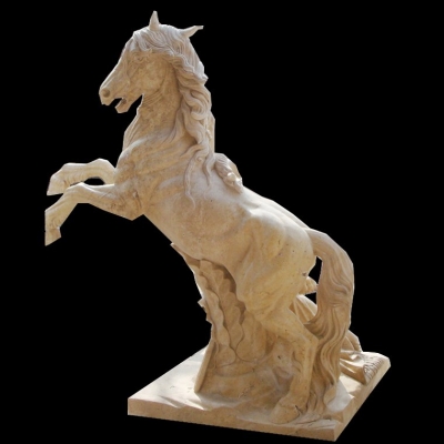 Beige stone horse sculpture design