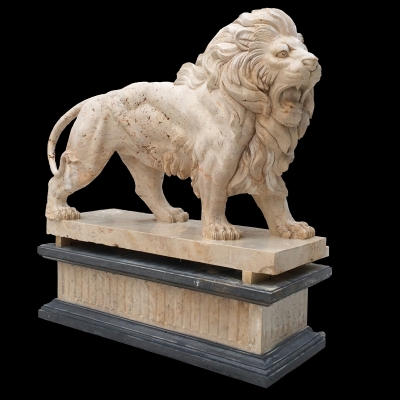 Beige travertine stone Lion statue